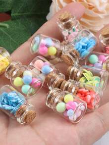 10/20pcs Mini Wishing Bottles With Cork Stoppers, Micro Transparent Artificial Fruit Theme Drift Bottles, Glass Bottle Pendants, Suitable For Micro Landscape Crafts, DIY Crafts, Home Decor, Bookshelf, Living Room Scenes, Birthday Party Gifts, Car Interior Accessories, Gift Bag Fillers, Wedding Gifts, Valentine's Day Gifts - Multicolor - View 9