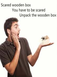 1-3 Surprise Gift Boxes,Wooden Spider Prank Box - Handmade Prank Box,Perfect Halloween Prank Gift Box,Adult-Sized Wooden Pr Box,Birthday Prank Gift Box For Friends,Adds Atmosphere To Parties Or Daily Gatherings,Double Prank Surprise Fun Gift Box. - Multicolor - View 5