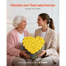 Forever Flowers, 27 Preserved Roses In A Heart Shape Box, Eternal Flowers Immortal Bouquet Birthday Present For Women Her Wife Mothers, Anniversary, Valentine's Day,Christmas, Yellow - Yellow 27 Roses Heart Shape Box - View 3