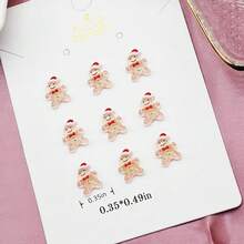 100Pcs Christmas Nail Charms Cute Gingerbread Man Nail Art Charms Resin Gingerbread With Hat Nail Gems 3D Resin Design Mini Cartoon Nail Jewelry Cookie People Nail Accessories Nails Supplies For Women,Orange - 橘子 - 查看 8