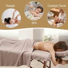 2 Sets Sábanas para Camilla de Masaje Color de Lujo Sábanas Cama de SPA Incluye Sábana Plana Sábana Ajustada y Funda de Reposacabezas - Rosado Sandía - Ver 6