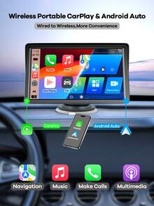 REMAX 7-Inch Universal Car Display Monitor; Built-In Wireless CarPlay And Android Auto; Plug And Play; Car Display Monitor; Touchscreen; Quick Install Car Accessories; Fit For All Car Models; Automotive Parts; Car Accessories; Car Essentials - M15 - View 3