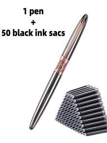 51件套（1支圆珠笔+50支笔芯）镂空金属圆珠笔，高端优雅，4种颜色可选，书写流畅，适合日常书写、学校、办公室、商务签名，是节日送礼佳品。 - 1 pen+50 ink sacs - 查看 16