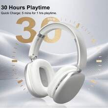 28Hours Playtime Over Ear White Bluetooth Headphones Wireless And Wired Beas Youth Student TV Headphone With Microphone Type-C Charging For Android Phone - Bạc - Xem 6