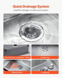 Fregadero de cocina de 23" de un solo tazón con encimera y lavabo empotrado de acero inoxidable - 23" - Ver 5