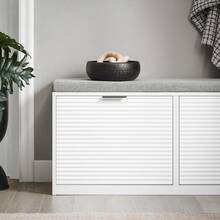 SoBuy FSR147-W, Hallway Shoe Bench Shoe Rack Shoe Cabinet With 2 Flip-Drawers And Seat Cushion - White - View 4
