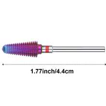 专业旋风式美甲钻头，3/32英寸碳化钨多功能钻头，适用于美甲、修脚、角质层护理、凝胶抛光，沙龙专用钻头，紫色，Bit-X系列，精细款 - 紫色 - 查看 3