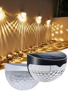 6pcs Solar Fence Lights, Warm White Light, Commercial Street Emergency Lights, IP65 Waterproof, No Wiring Needed, Easy Installation. Garden Outdoor Wall Lamps, Home Emergency Lights, Garage Lights, Patio Garden Decor, Balcony Villa Decoration, Outdoor Landscape Lighting, Solar Powered, With Light Sensor, Suitable For Fence, Yard, Stairway Lighting. - Multicolor - View 2