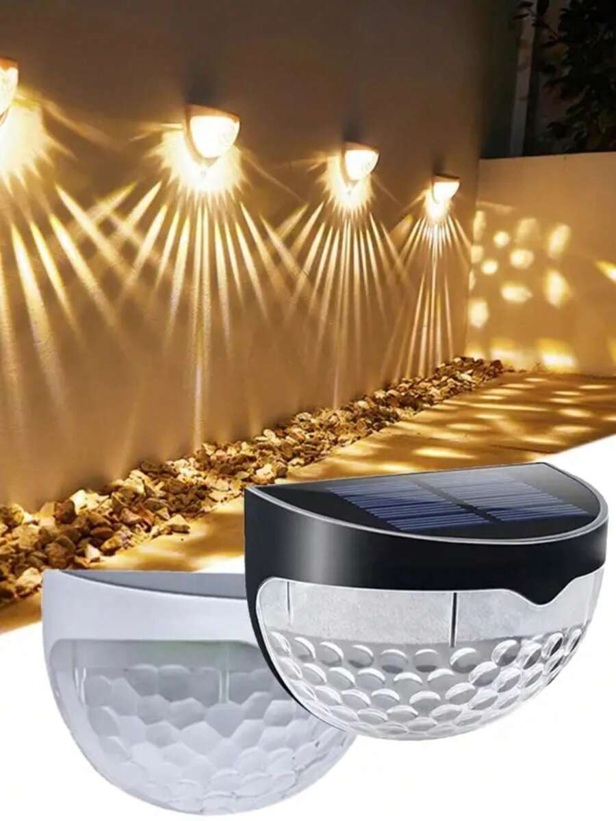 6pcs Solar Fence Lights, Warm White Light, Commercial Street Emergency Lights, IP65 Waterproof, No Wiring Needed, Easy Installation. Garden Outdoor Wall Lamps, Home Emergency Lights, Garage Lights, Patio Garden Decor, Balcony Villa Decoration, Outdoor Landscape Lighting, Solar Powered, With Light Sensor, Suitable For Fence, Yard, Stairway Lighting.