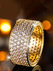 Luxury Gift Box Set, Dazzling Cubic Zirconia Rings, High-End Jewelry For Parties & Formal Events, Made Of Copper Alloy, Non-Fading & Hypoallergenic, Ideal Gift Choice - Gold - View 3