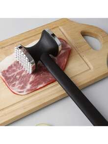 1pc Aluminum Alloy Meat Tenderizer, Chicken Meat Masher, Manual Meat Grinder, Multi-Function Steak Pounder Chicken Beef Tenderizer - Black - View 5