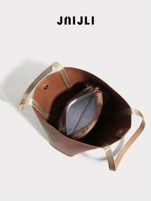 Brown Leather Tote Purse Women Stylish Handbag Cross Body Bag Travel Essential Casual Daily Use Bags Vintage Sling Bag Summer Fashion Handbags Mini Purses Practical Shoulder Bag Metal Charm Tote Bag Ladies Daily Purse Versatile Crossbody Shoulder Bag Spacious Leather Handbag Must-Have Outfit Accessory Everyday Use Fashion Purse Contrast Strap Shoulder Bag - 棕色 - 查看 4
