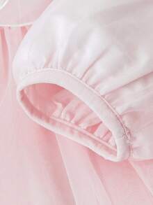 mini bala 女婴刺绣网纱连衣裙，中国风，柔软甜美，2026春季系列 - 白紅色 - 查看 7