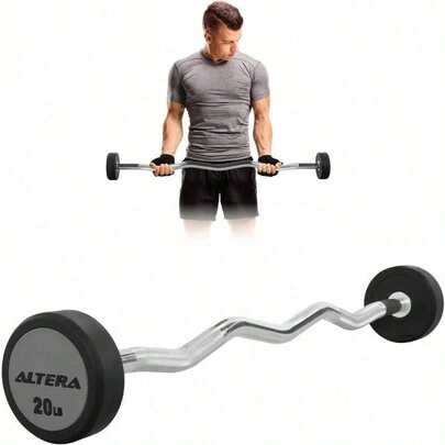 Altera BZ Barra Zeta con Peso Integrado Barra de Acero para Entrenamiento de Bíceps Tríceps y Hombros en Casa o Gimnasio Antideslizante y Resistente