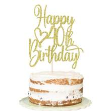 1个金色闪光30/40/50/60岁生日蛋糕装饰插牌 - 闪亮里程碑生日派对装饰，庆祝30、40、50、60周年纪念蛋糕装饰 - 彩色 - 查看 8