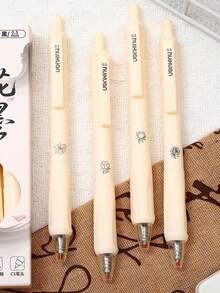 2pcs Cute Cat Ballpoint Pens, 4 Different Cat Patterns, Adorable Pink Cat Ergonomic Pens For Writing & Studying, Elegant Cat Design With Heart And Paw Print, Dual-Tip Quick-Drying Neutral Pens, Student & Girl Style, Back To School - Multicolor - View 9