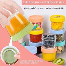 Juego de 12 recipientes para congelación,Recipientes para Papillas,aptos para microondas para bebés,alimentos para bebés,Reutilizables de 4 Oz,para Congelador,Microondas y Lavavajillas. - / - Ver 2