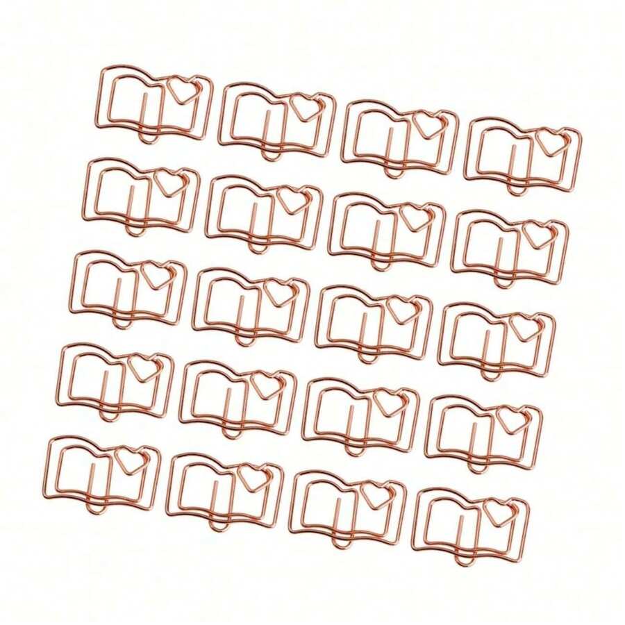 20个书形回形针，可爱小巧的金属书签，迷你书签夹，办公用品，礼品/计划夹（书形），返校季，学习用品 - Book-Shaped - 查看 1