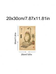 1件装青蛙图案浴帽，动漫海报，趣味浴室青蛙墙面装饰画，复古青蛙抱猫动漫印花，日式海报，墙面装饰画，动物主题礼物，节日礼物，卧室装饰，客厅装饰，办公室装饰，厨房装饰，墙面艺术，墙面装饰，家居装饰，房间装饰，帆布墙画，海报，带框墙画，可选画框 - 彩色 - 查看 14