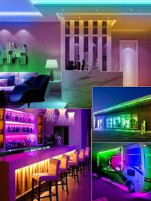 Tiras de luces LED, tiras de luces LED estéticas con control remoto RGB, tiras de luces LED con control remoto, alimentadas por USB, brillo y modos de color ajustables, múltiples efectos de iluminación, control remoto, para dormitorio, hogar, luces de color cambiante decorativas, para fiestas de habitación, fiestas de cumpleaños, decoraciones navideñas, TV, habitación, escaleras, vacaciones - luz de color - Ver 5