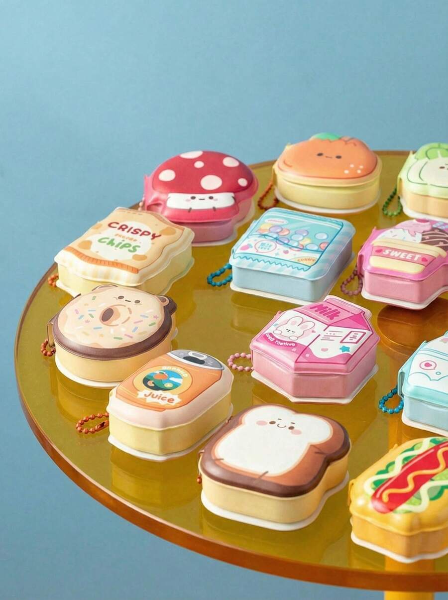 Joivida 超迷你便笺本 4 件/盒或 1 件随机，减压贴纸带便携链，可爱贴纸便签适用于办公室学生返校 - 彩色 - 查看 1