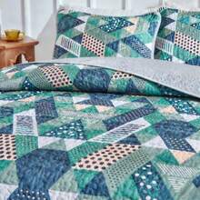 3pcs Quilted Bedspread, Evenly Stitched Craftsmanship, Soft & Skin-Friendly Fabric, Warm & Cozy, Suitable For Bedroom, Sofa Decoration, Thoughtful Gift For Family & Friends, Practical And Adds Comfort To Home Decor - Royal Blue - View 6