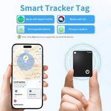 Smart Air Tracker Tag [Apple MFi Certified]- Compatible With Apple Find My (IOS Only), Bluetooth Tracker Smart Card Wallet Finder With Wireless Charging, 0.11in Slim, Item Locator For Luggage Tags. - Black - View 2