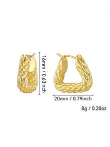 Charm-In Women's Gold-Plated Braided Square Hoop Earrings - Fashionable Daily & Dating Accessory, Ideal Gift For Her On Birthdays/Anniversaries - Gold - View 6