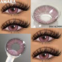 1 par de lentes de contacto de color natural AMARA, lentes de color azul hermoso para ojos marrones, lentes de contacto anuales - Desechable Anual - Ver 6