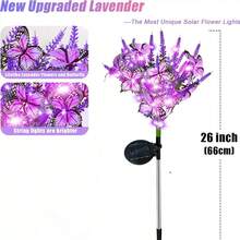 GCTECHING 1pc Purple Solar Powered Butterfly Lavender Light, Waterproof Outdoor Garden Lawn Light, Artificial Butterfly Flower Light, Street & Yard Decor Light, Suitable For Patio, Path, Lawn, Yard Decoration - Solar-powered Lavender Butterfly Lamp - View 9