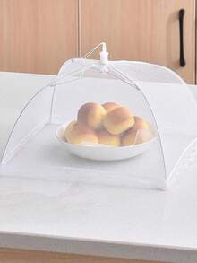 1pc Large Foldable Anti-Fly Mesh Food Cover, Collapsible Food Protector, White Vegetable Cover, Picnic Net, Large Dining Table Cover, Dust Cover, Kitchen Tool - Multicolor - View 7