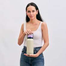 XGHLuckyLy Termo de Acero Inoxidable 1 Litro con Popote Vaso Térmico con Doble Aiamiento y Tapa ermé Antigoteo Bota de Agua Motivacional ideal co alos para Mujer y Mamá Liza ige - Beis - Ver 4