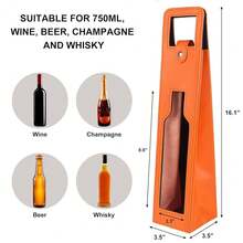 Leather Wine Gift Bag 16.1x3.5x3.5 In, Wines Gifts Tote Bag, Reusable Metal Clasp Gift Wine Bag, Portable Wines Protector For Parties, Birthdays, Weddings, Father'S Day And Various Holidays (H-GLK),H-GLK - H-GLK - 查看 4