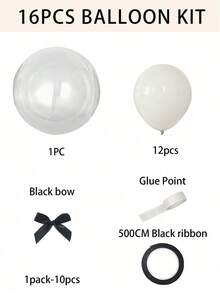1 Set - 16pcs, 18" Bubble Balloon Kit, Pink & Black Bow Decor, Birthday, Proposal, Bachelor Party, Holiday Party Scene Decoration - Multicolor - View 10