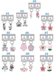 Fashionable & Charming Stainless Steel Single-Section DIY Modular Bracelet Pendant, Featuring Diverse Unique Designs Including Family, Crown, Flower, Best Friend Patterns, Suitable For Women, Couples, Family To DIY Bracelets, Necklaces, Handmade Pendants And Jewelry Making Accessories, Suitable For All - Multicolor - View 2