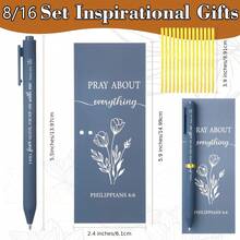 励志圆珠笔套装，包含印有基督教圣经经文和宗教谚语的卡片、黑色墨水书写笔，是返校礼物、送给教师/同事/员工/护士的礼物，也是圣诞节和新年节日礼物的理想之选。 - 黑色 - 查看 2