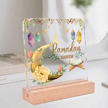 Festival Kareem Acrylic Desktop Decoration, Moon Stars Colorful Lantern Pattern Design, Festival Gifts, Best Gifts For Family Friends And Colleagues, Suitable For Home Desktop Office Room Decoration, Holiday Decoration Ramadan Home Decor Ramadan Decoration Ornaments Home Miniature Things Office Decor - Multicolor - View 9