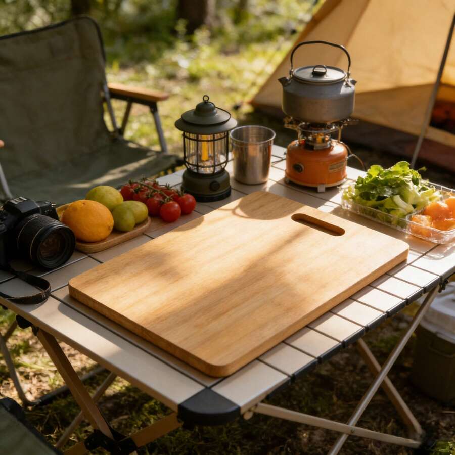 This High-Quality, Thick Bamboo Cutting Board Is Durable And Long-Lasting. It Is A Rectangular Wooden Cutting Board Suitable For Preparing Meat, Vegetables, Fruits, And Grilling. Available In Small, Medium, And Large Sizes.