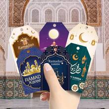 48pcs Moon Festival Party Decoration Hanging Tags, Party Atmosphere Props Star Castle Hanging Tags, Holiday Party Gift Packaging Labels Cards, Gift Decoration Supplies, Hanging Decor - Multicolor - View 7