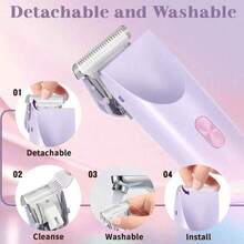 2025 Womens Shaver Dual-Head Bikini Trimmer For Women 2-In-1 Women's Body Shaver USB Charge Waterproof Painless Electric Razors For Silk Skin (Pink/Purple/Black/Blue) - màu đen - Xem 9