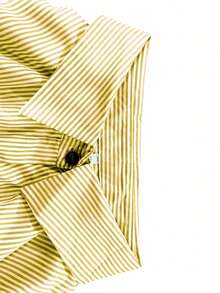Plus Size Women Striped Long Sleeve Collared Button-Up Shirt, Autumn - Yellow - View 3