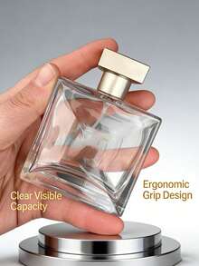 可重复灌装香水喷雾旅行瓶 25ml/50ml，防漏便携细雾喷嘴香水容器，时尚透明方形玻璃设计，配金属盖，男女通用 | 可重复使用的空香水瓶，适用于香水、精油、爽肤水、护肤品和护发产品 | 化妆台收纳、手提包必备、洗漱包必备、健身旅行度假日常使用 - 彩色 - 查看 6