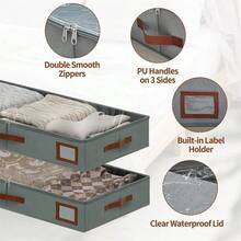 4-Inch/6-Inch/10-Inch Under-Bed Storage Containers, 2 Large-Sized Under-Bed Storage Boxes With Transparent Lids And Sturdy Side Walls, Foldable Wardrobe Storage Rack, Suitable For Dormitories, Bedrooms, Clothes, Shoes, Bed Sheets, Blankets (Grey) - 4-inch Grey - View 5