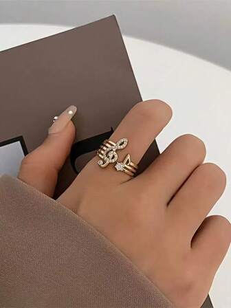 1 pieza Anillo abierto con diseño minimalista de nota musical, de moda y versátil, regalo de alta calidad adecuado para hombres y mujeres, para uso diario u ocasiones