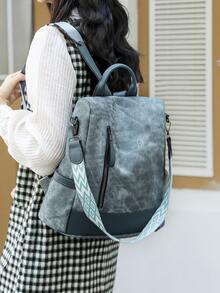 Women's High-End Anti-Theft Backpack; Latest Women's Personalized Casual Soft Leather Backpack; Large Capacity Expandable Multi-Function Travel Backpack; Multi-Purpose Schoolbag - Multicolor - View 7