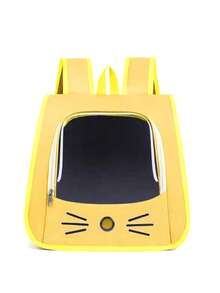 1个牛津布宠物背包，透明透气窗，适合体重不超过5.5公斤的小型犬/猫，双肩带，手提，大容量便携式宠物背包