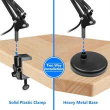 Metal Desk Lamp With Clamp, Adjustable Arm Metal Desk Lamp, Swing Arm, Architect Adjustable Gooseneck Table Lamp, Clip Desk Lights For Home Office, Work, Study, Reading, , Home Essentials, Reading Light, Office Décor - đen - Xem 3