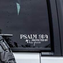 Christian Faith Psalm 91:4 Bible Cross Design Car Sticker, Suitable For Water Bottle Sticker, Laptop Sticker, Car Sticker, Glass Window Sticker, Car Decor Sticker - A - View 1