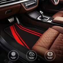 Juego de 4 alfombrillas de piso para auto, diseño de rayas azules, fibra de poliéster, antideslizante, protección interior para todo el año, apto para autos, camionetas y SUV - regalo de moda para hombres y mujeres - Multicolor - Ver 3