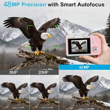 Auto Focus 48MP 4K Face Detection 2.4-Inch Flip Over Display Screen 16X Zoom Rechargeable Battery Pocket Cinema Digital Compact Video Cameras, For Teenagers, And Beginners With Card Reader, OTG, Support For Taking Photos - Pink - View 2